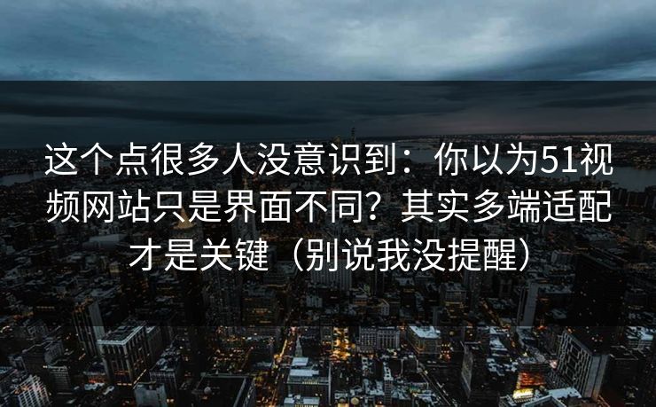 这个点很多人没意识到:你以为51视频网站只是界面不同?其实多端适配才是关键(别说我没提醒)